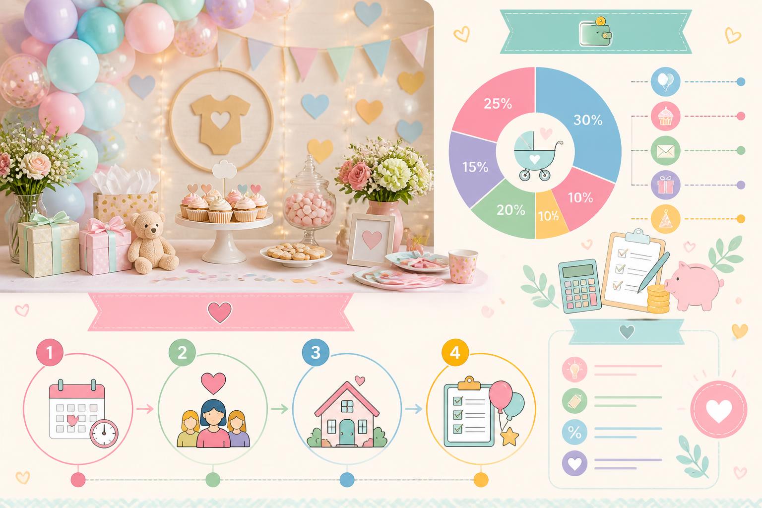 Baby shower : comment l’organiser et maîtriser le budget découvrez nos conseils pratiques pour organiser une baby shower réussie tout en maîtrisant votre budget, de la planification à la décoration et aux animations.