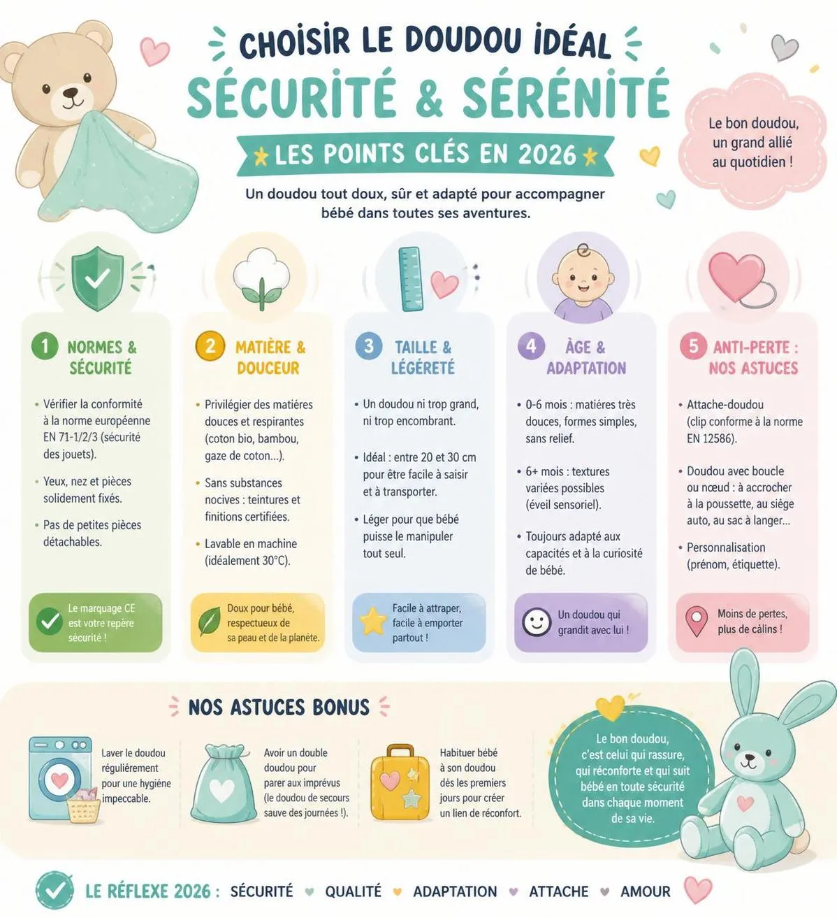 découvrez comment choisir le doudou idéal pour votre bébé en tenant compte de la sécurité, des matières adaptées et nos conseils pratiques selon l'âge de votre enfant.