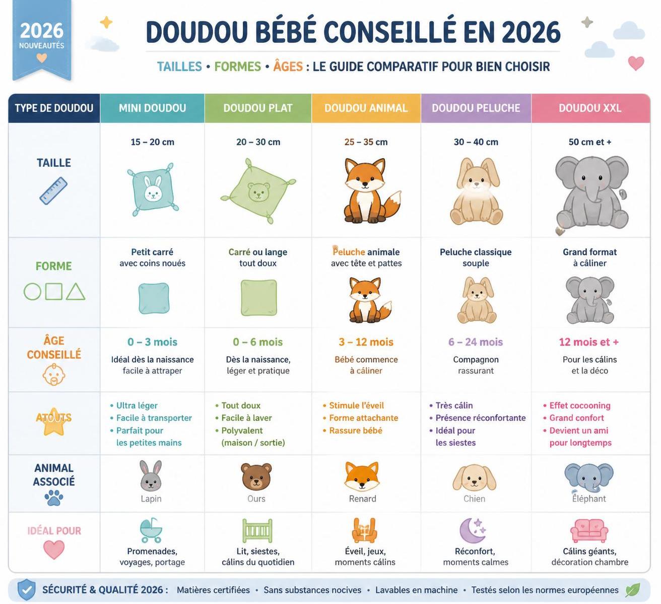 découvrez comment choisir le doudou idéal pour bébé en privilégiant la sécurité, la qualité des matières et nos conseils adaptés à chaque tranche d'âge pour un compagnon tout doux et sûr.