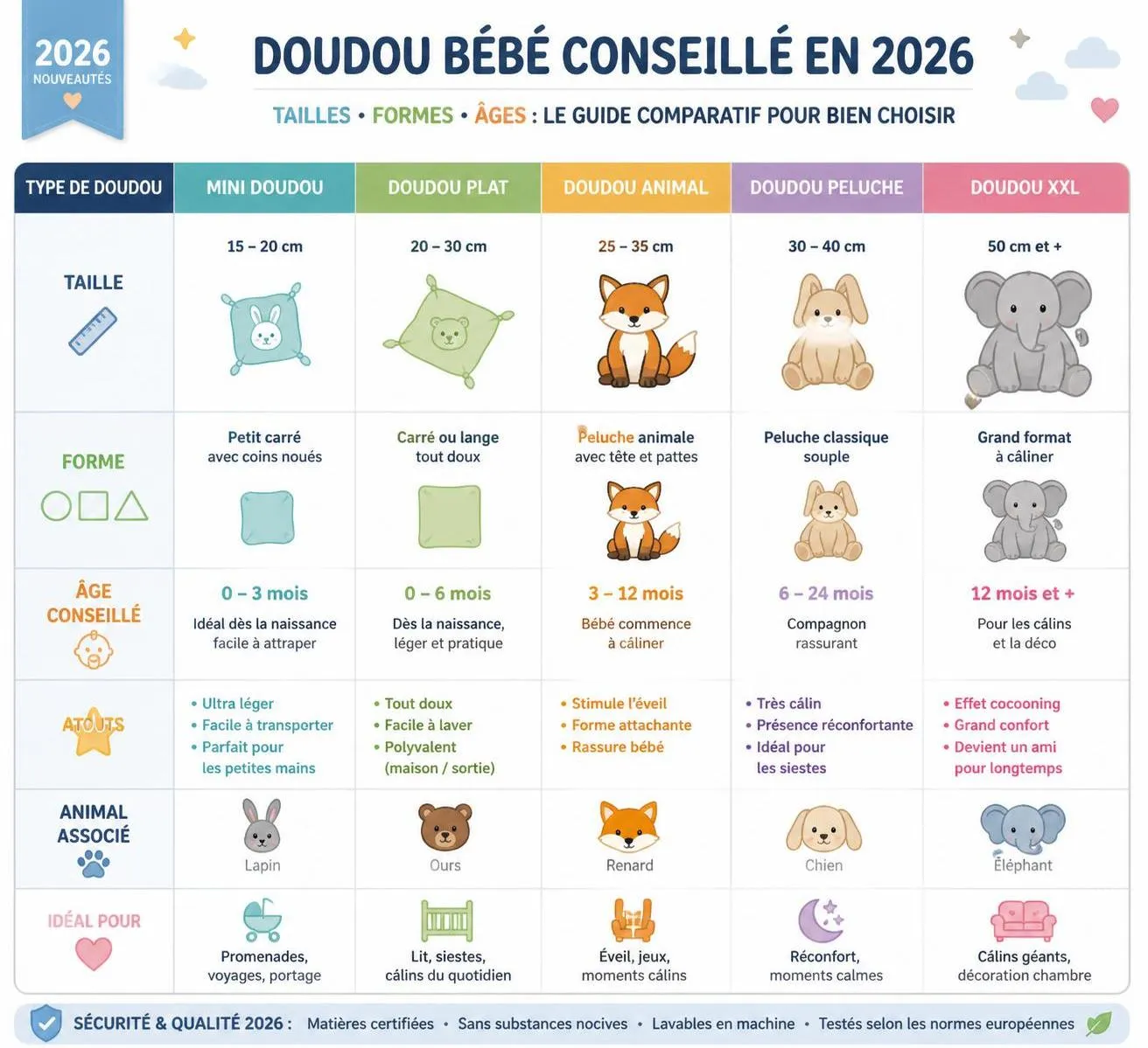 découvrez comment choisir le doudou idéal pour bébé en privilégiant la sécurité, la qualité des matières et nos conseils adaptés à chaque tranche d'âge pour un compagnon tout doux et sûr.