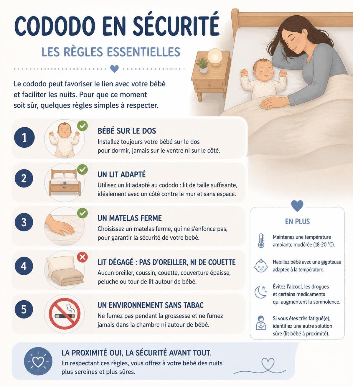 découvrez les règles de sécurité essentielles pour pratiquer le cododo avec bébé en toute sérénité et favoriser un sommeil partagé en toute sécurité.
