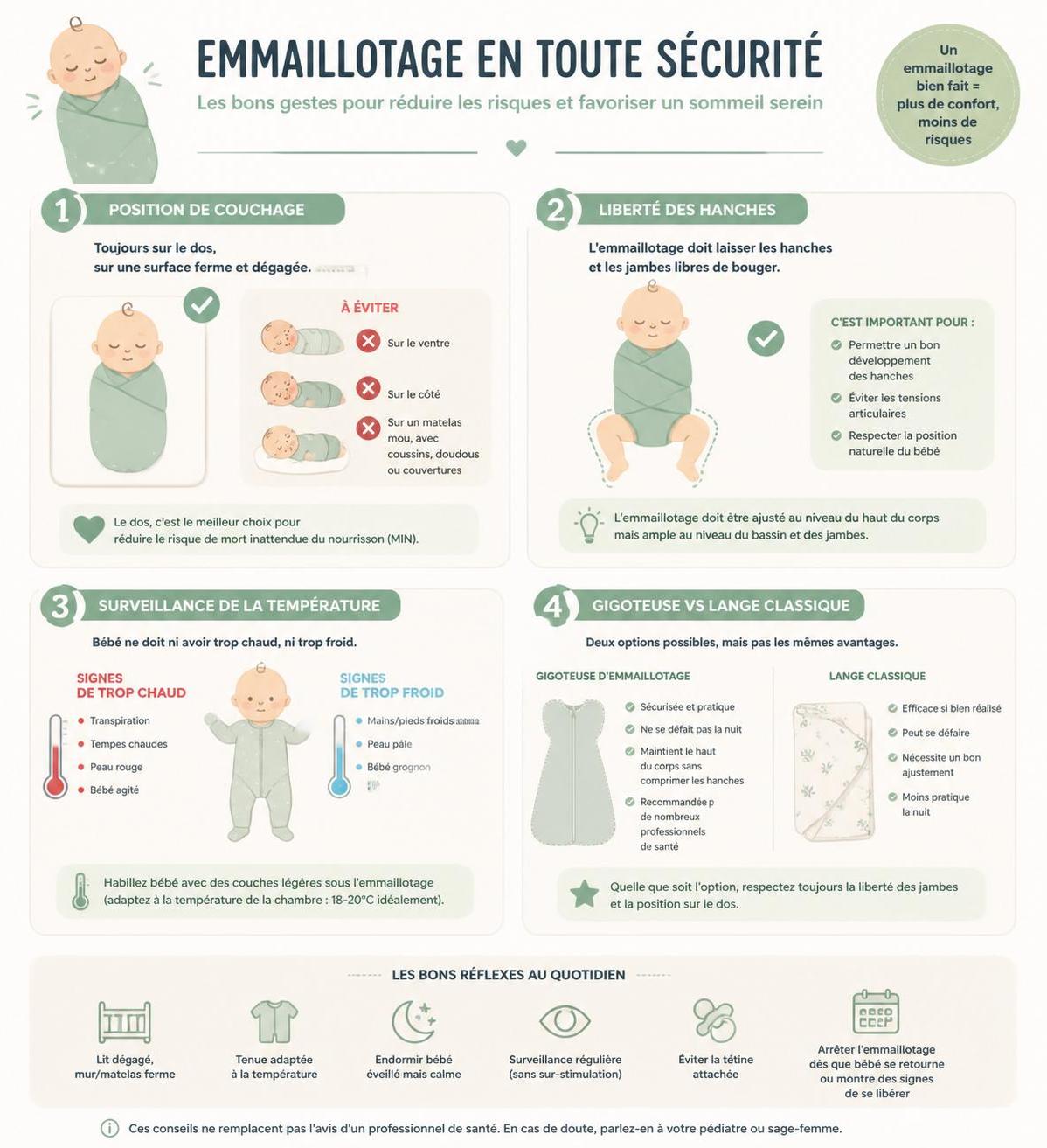 découvrez comment emmailloter votre bébé étape par étape, les bienfaits de cette technique apaisante et les recommandations sur la durée adaptée selon l'âge de votre enfant.