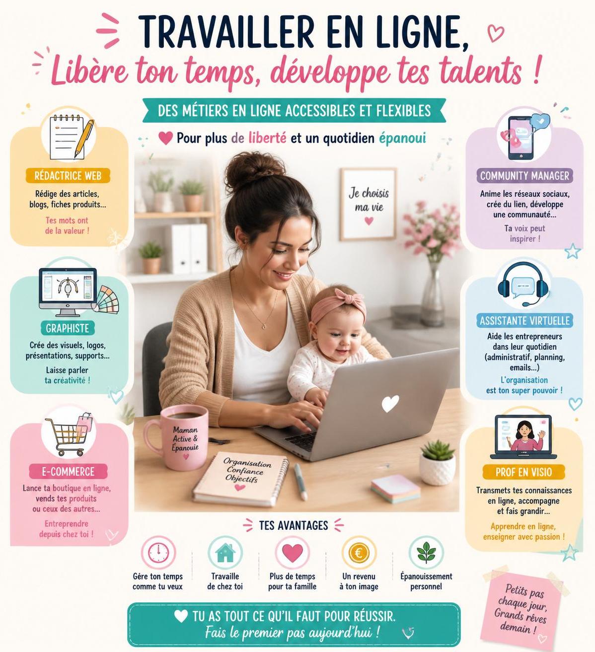 découvrez des métiers en ligne adaptés aux mamans pour gagner sa vie depuis chez soi tout en s'occupant de bébé. astuces, conseils et opportunités flexibles pour concilier vie familiale et professionnelle.