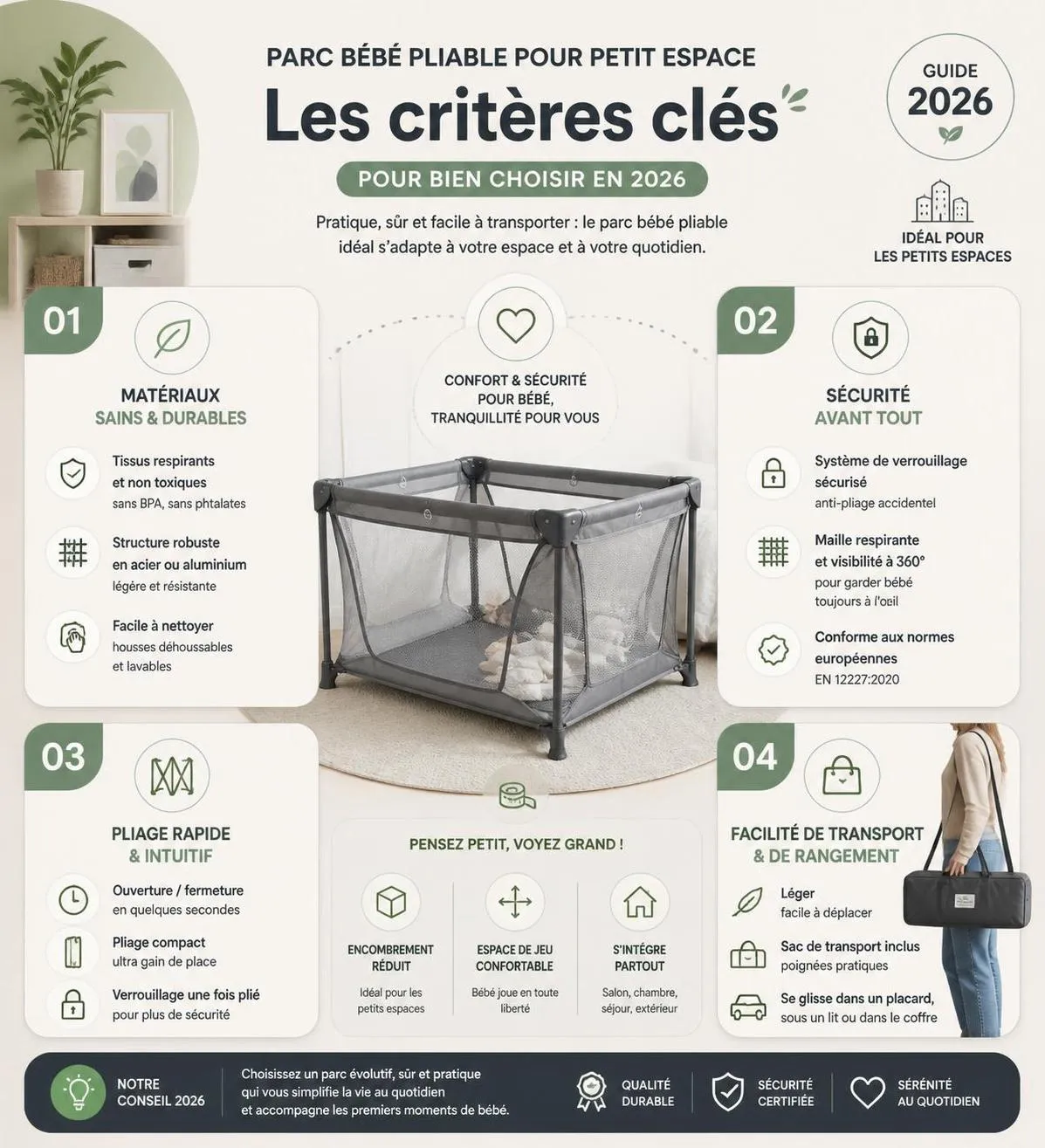 découvrez en 2026 le meilleur parc bébé pliable idéal pour les petits espaces, alliant praticité, sécurité et confort pour votre enfant.