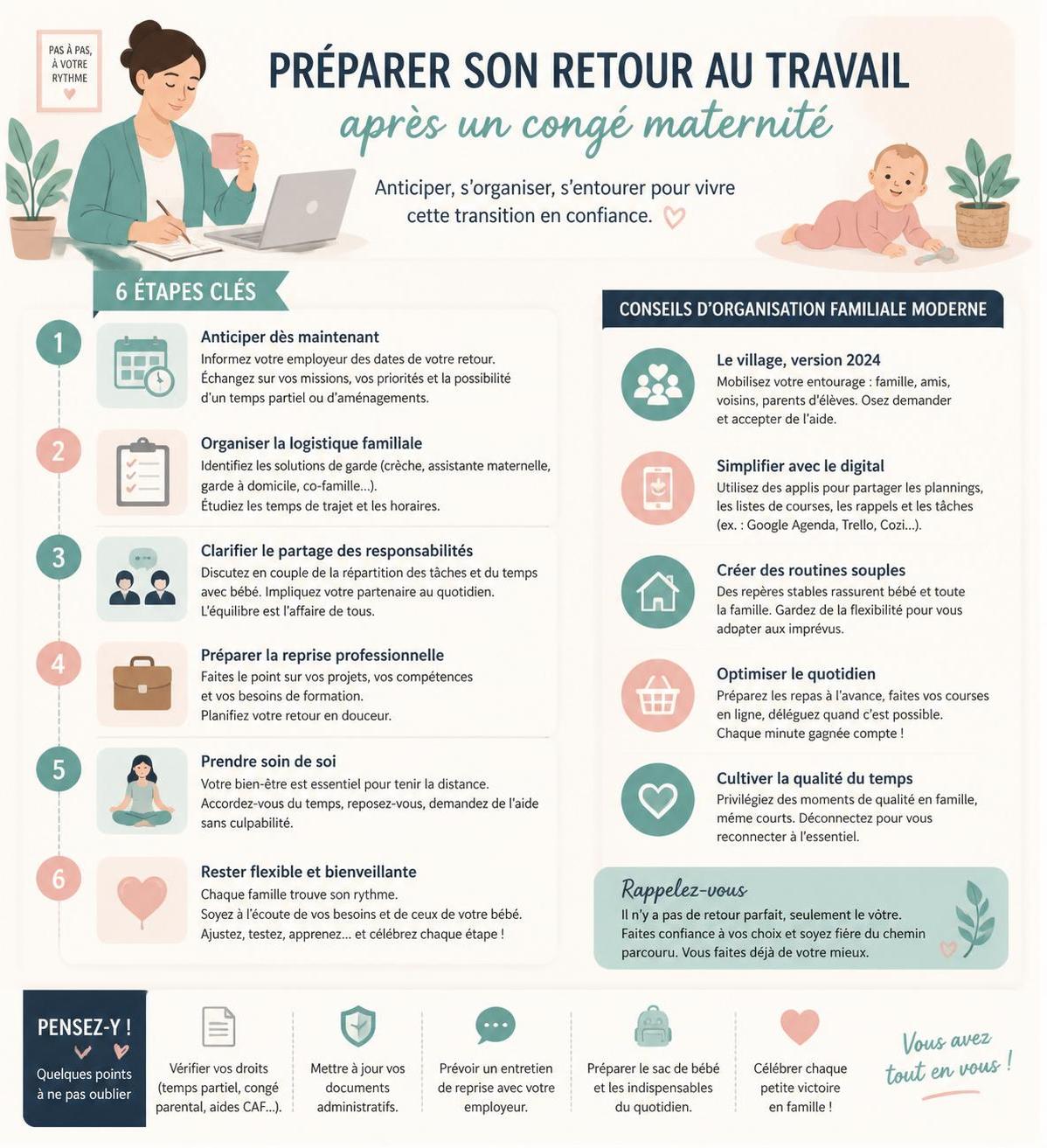 conseils pratiques pour préparer sereinement votre retour au travail après un congé maternité et retrouver un équilibre entre vie professionnelle et personnelle.