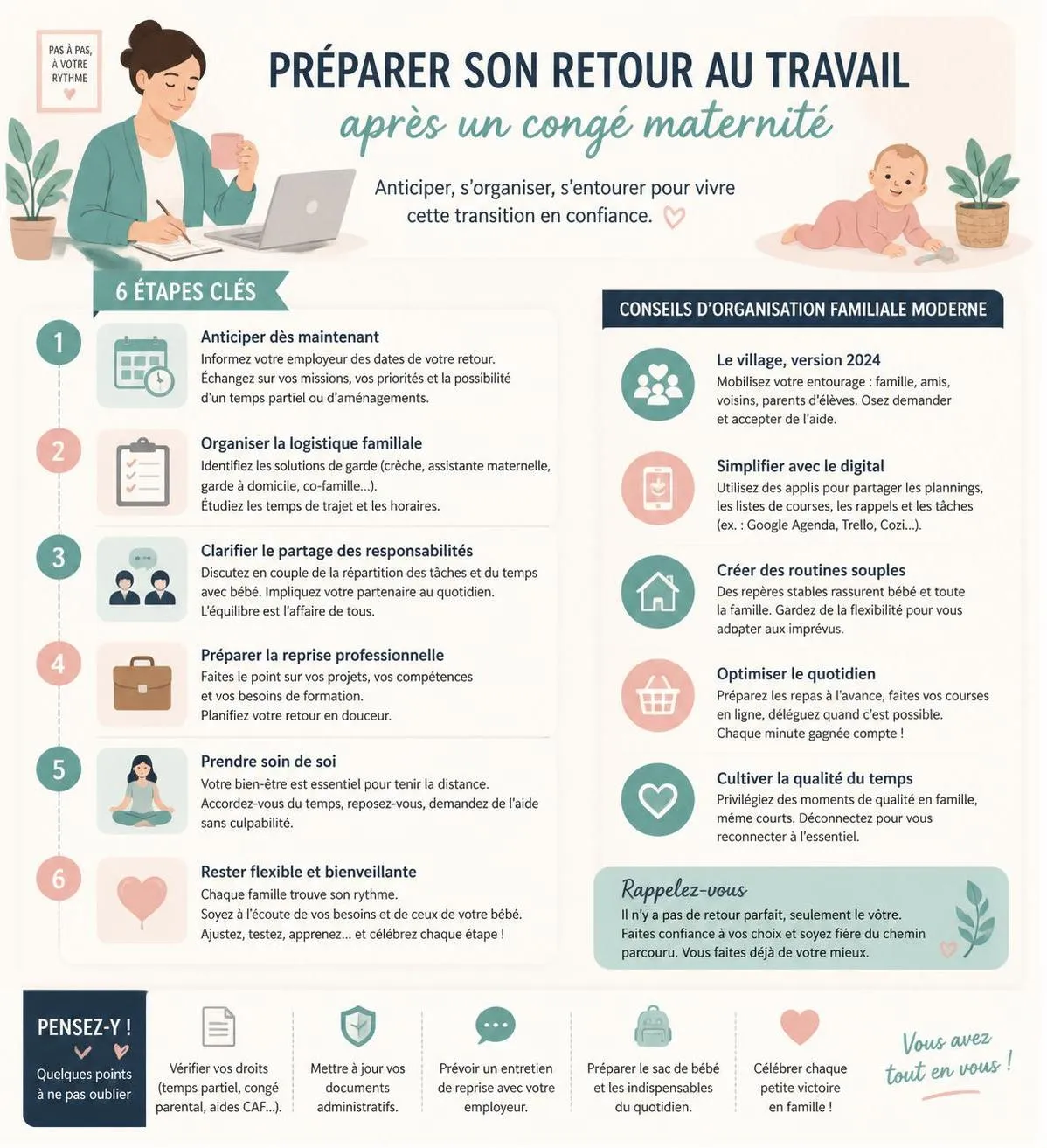 conseils pratiques pour préparer sereinement votre retour au travail après un congé maternité et retrouver un équilibre entre vie professionnelle et personnelle.