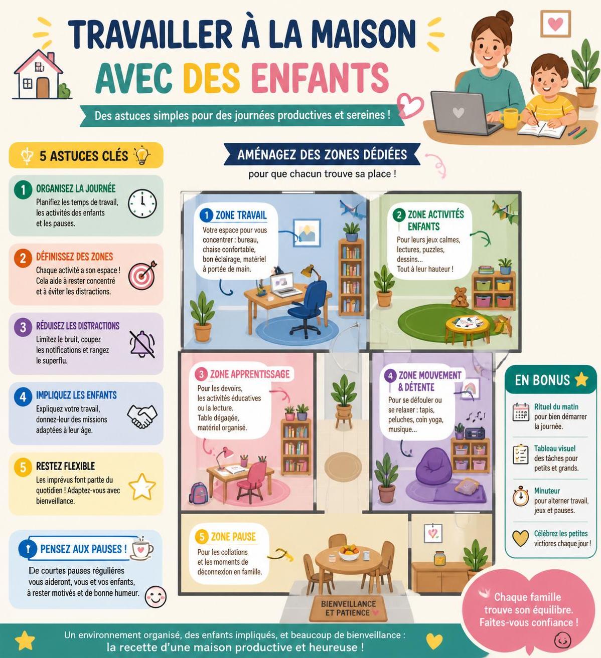 découvrez comment travailler à domicile avec des horaires flexibles pour mieux concilier votre vie de parent et vos responsabilités professionnelles.