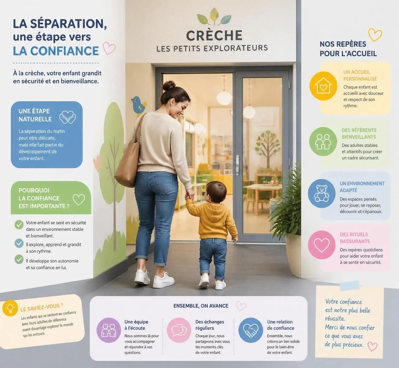 découvrez nos conseils pour bien préparer la première séparation de votre bébé à la crèche, afin de faciliter cette étape importante pour vous et votre enfant.