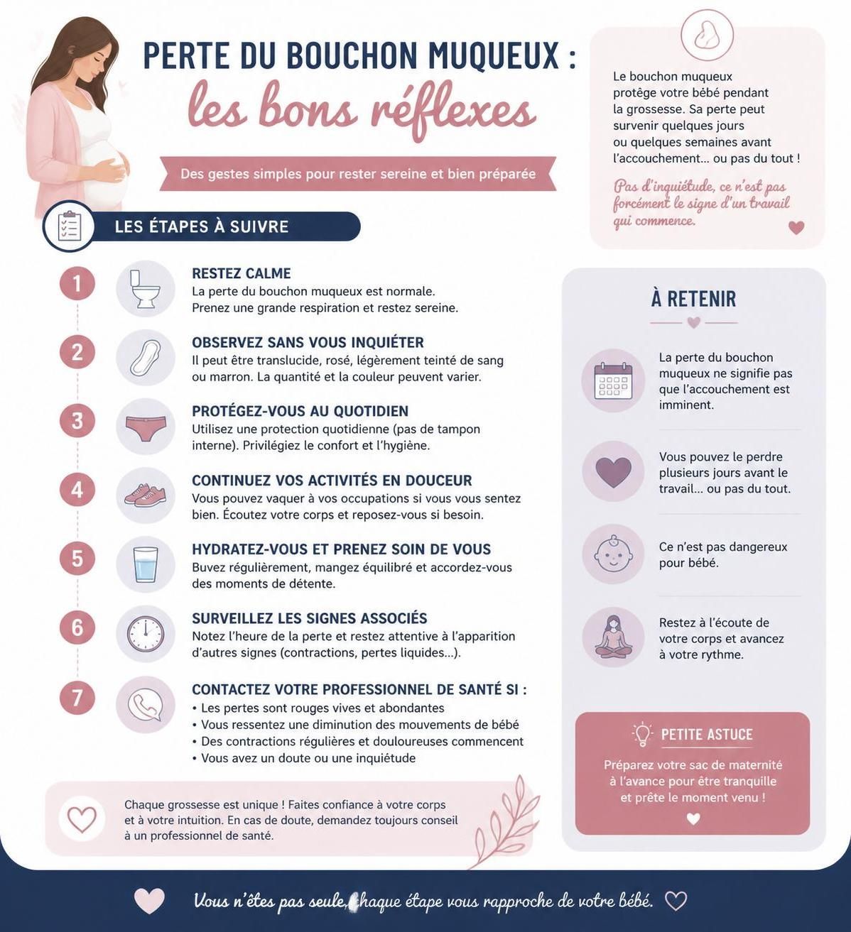 découvrez à quoi ressemble le bouchon muqueux, quand il se détache pendant la grossesse et ce que cela signifie pour le déroulement de votre accouchement.