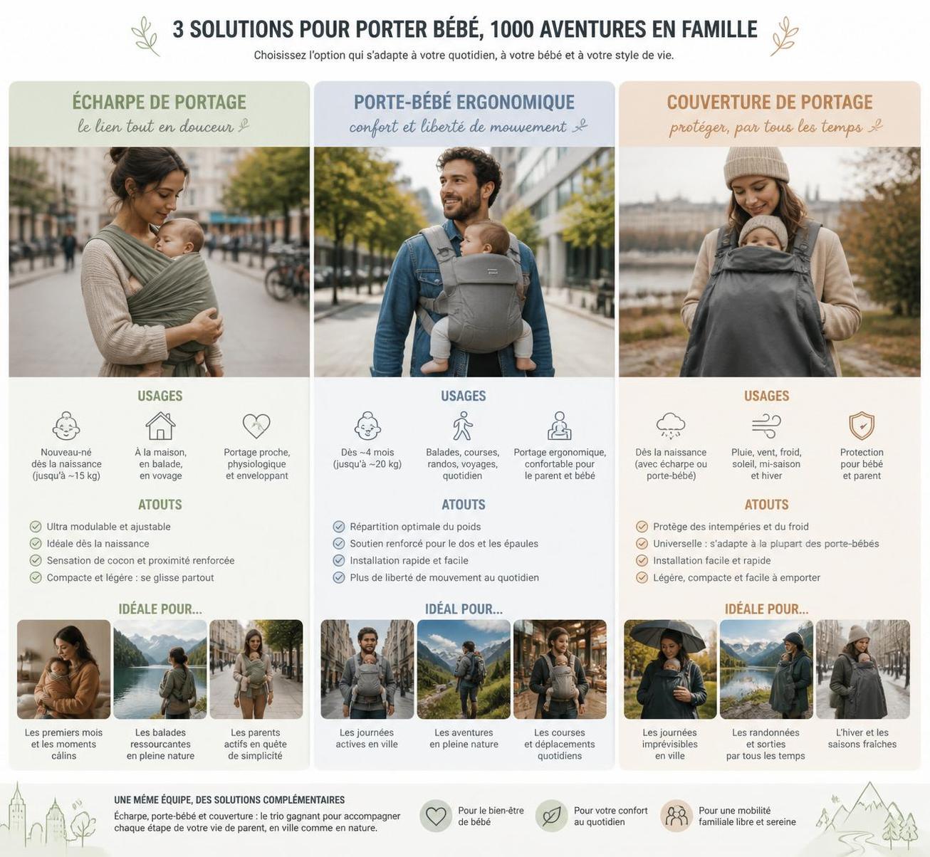 découvrez les différences entre la couverture de portage et le porte-bébé pour choisir l'accessoire adapté à votre mode de vie et assurer le confort de votre bébé.