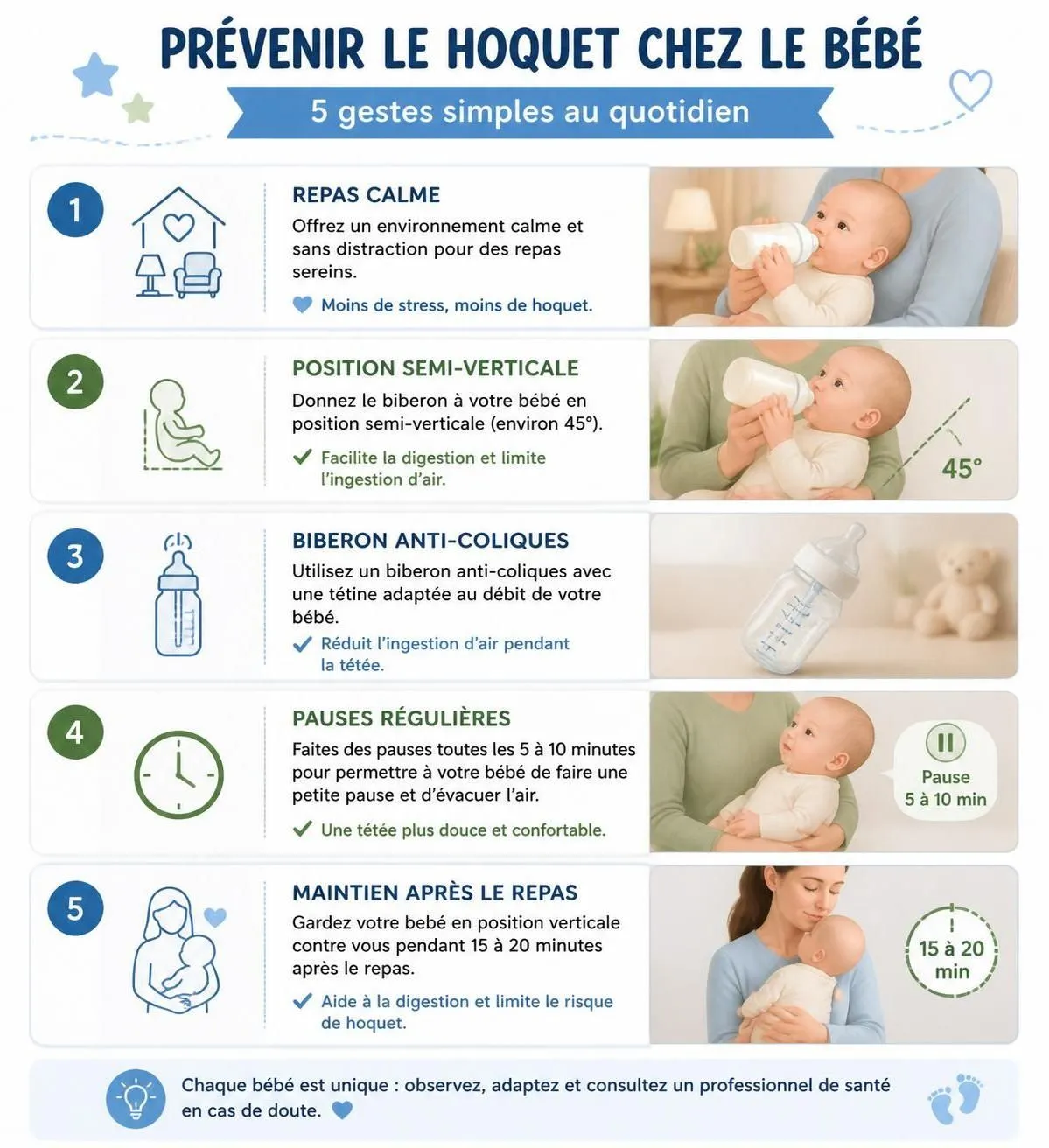 découvrez pourquoi le hoquet survient chez les bébés et apprenez 5 astuces douces et efficaces pour apaiser rapidement votre tout-petit.