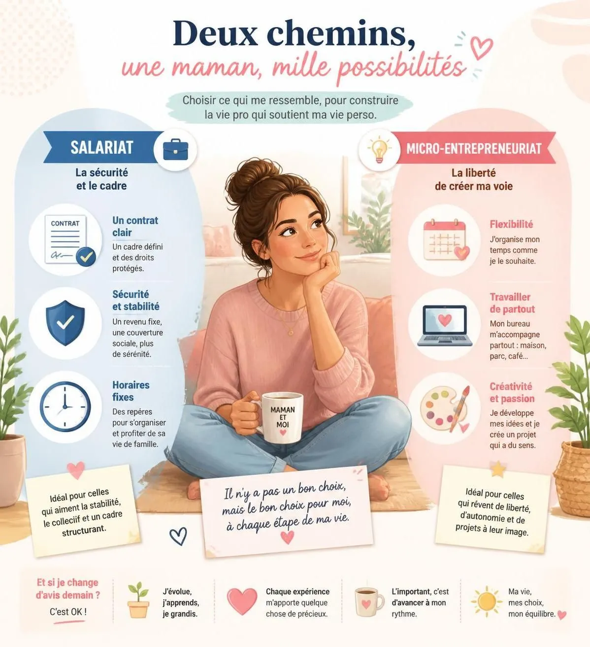 découvrez les avantages et inconvénients des statuts de micro-entrepreneur et salariée pour trouver celui qui vous permet de concilier vie professionnelle et rythme de maman.