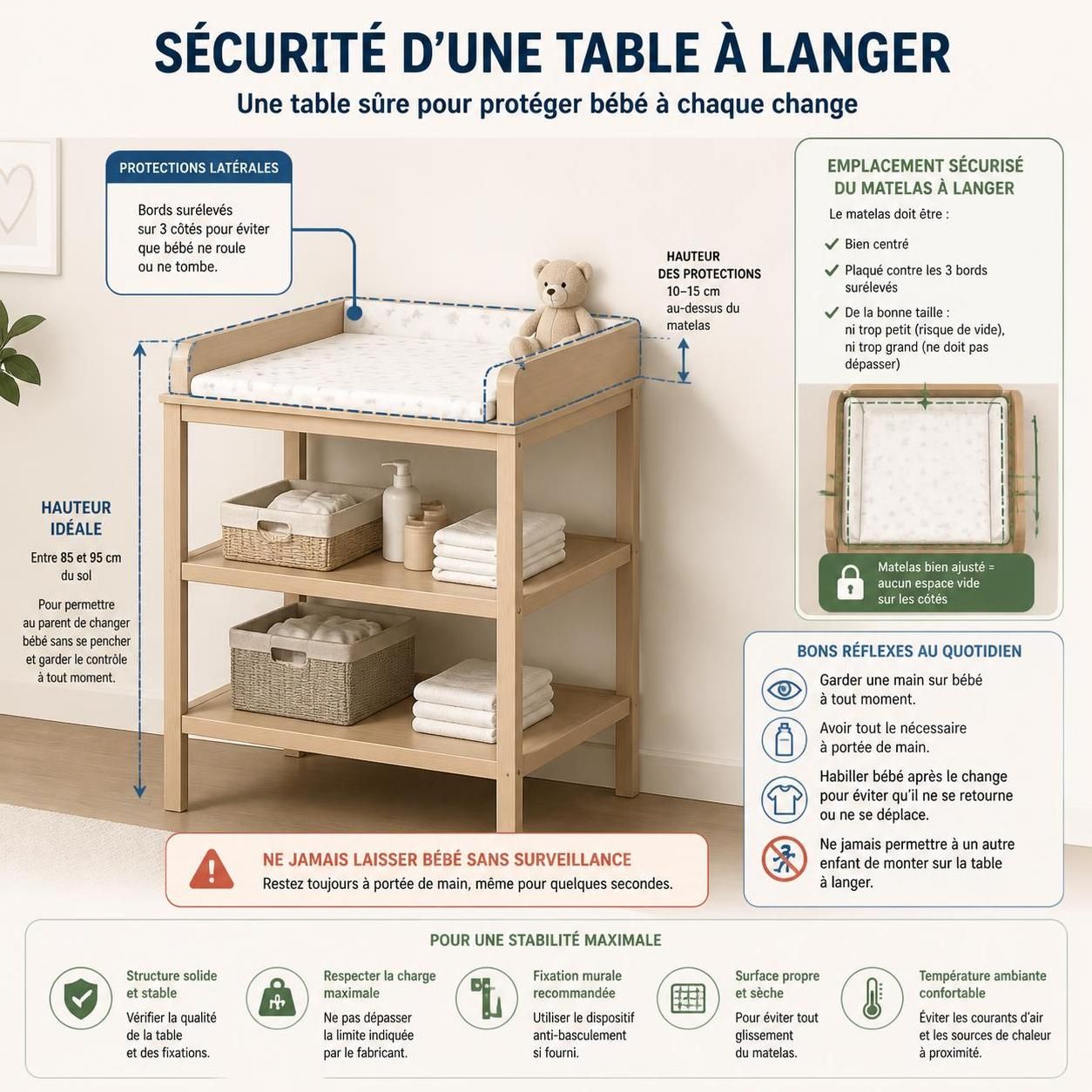 découvrez notre guide complet pour choisir la table à langer idéale : portable, fixe ou combinée, trouvez la solution pratique et adaptée aux besoins de votre bébé.