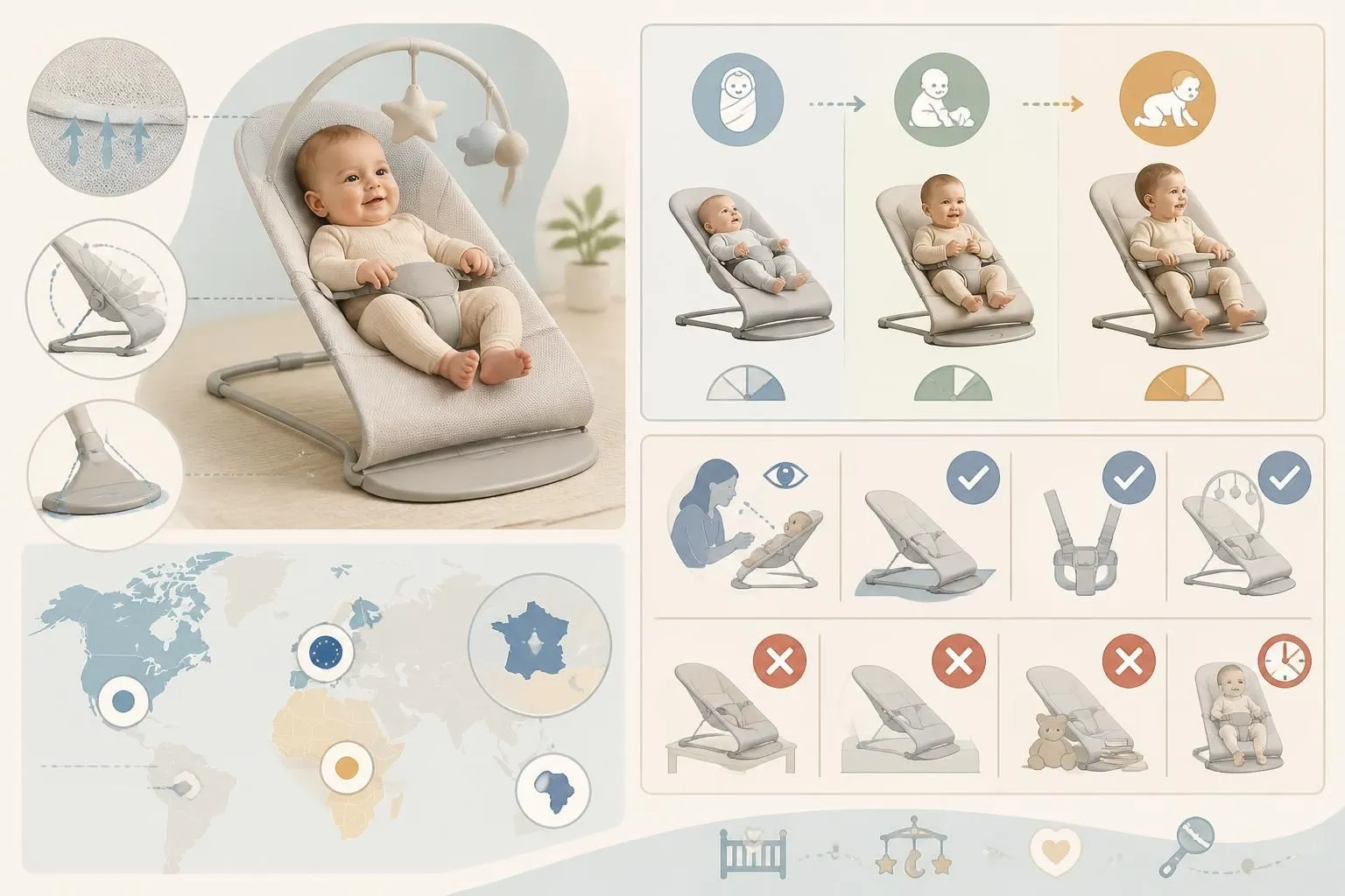 Transat bébé : comment choisir, à quel âge l’utiliser et les règles de sécurité découvrez comment choisir le transat bébé adapté, l'âge recommandé pour son utilisation et les règles de sécurité essentielles pour protéger votre enfant.