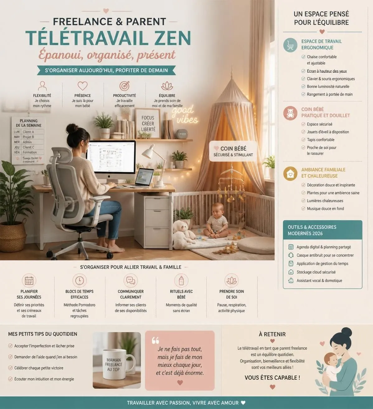 découvrez comment organiser votre semaine pour réussir à travailler en freelance depuis chez vous tout en prenant soin de votre nourrisson, avec des conseils pratiques et adaptés à chaque étape.