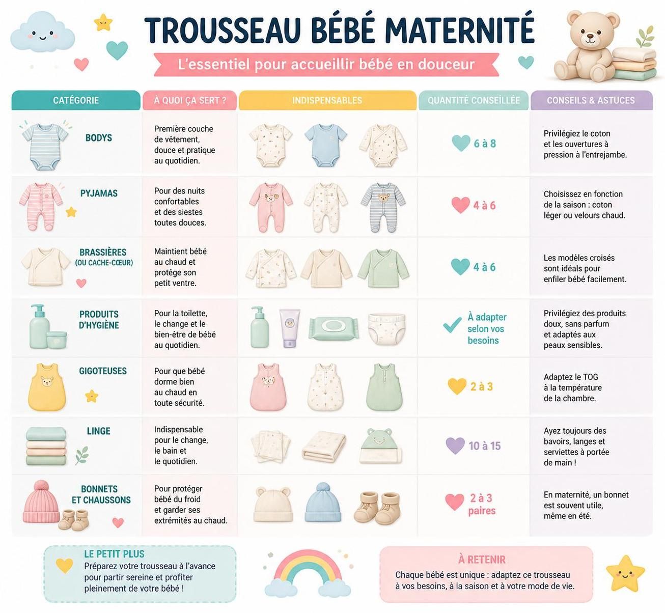découvrez la liste complète et indispensable pour préparer la valise maternité de maman et bébé, avec tout ce qu'il faut vraiment emporter pour un séjour à la maternité en toute sérénité.