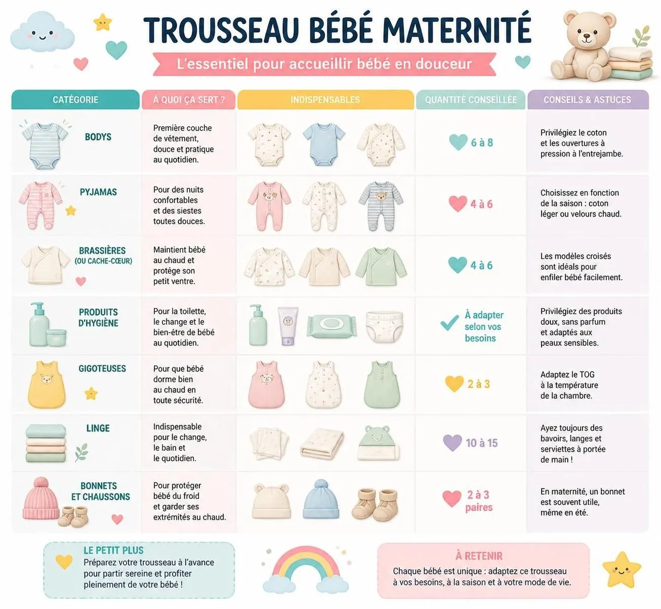 découvrez la liste complète et indispensable pour préparer la valise maternité de maman et bébé, avec tout ce qu'il faut vraiment emporter pour un séjour à la maternité en toute sérénité.
