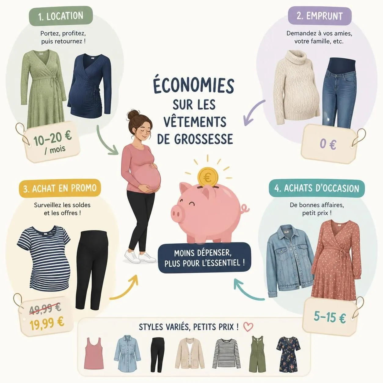 découvrez quand acheter vos vêtements de grossesse, les essentiels à privilégier et nos astuces pour rester élégante sans vous ruiner.