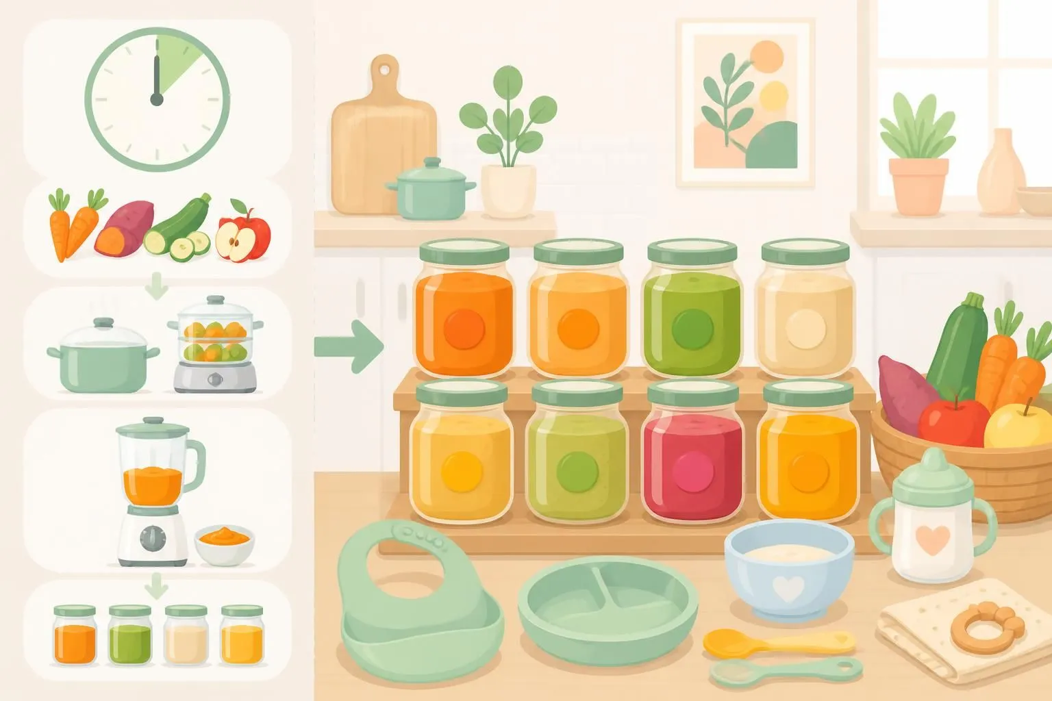 découvrez comment préparer facilement et rapidement les purées de votre bébé pour toute la semaine en moins d'une heure grâce au batch cooking.