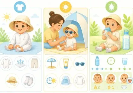 Bébé et chaleur estivale : comment l’habiller, le protéger du soleil et éviter la déshydratation découvrez nos conseils pour habiller votre bébé en été, le protéger efficacement du soleil et prévenir la déshydratation afin d'assurer son confort et sa sécurité pendant les journées chaudes.