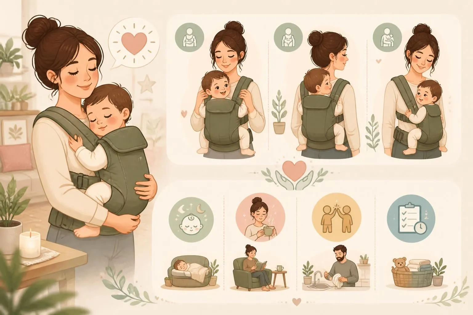 découvrez pourquoi votre bébé veut être porté en permanence, ce qui est tout à fait normal, et apprenez des astuces pour mieux vous organiser au quotidien.