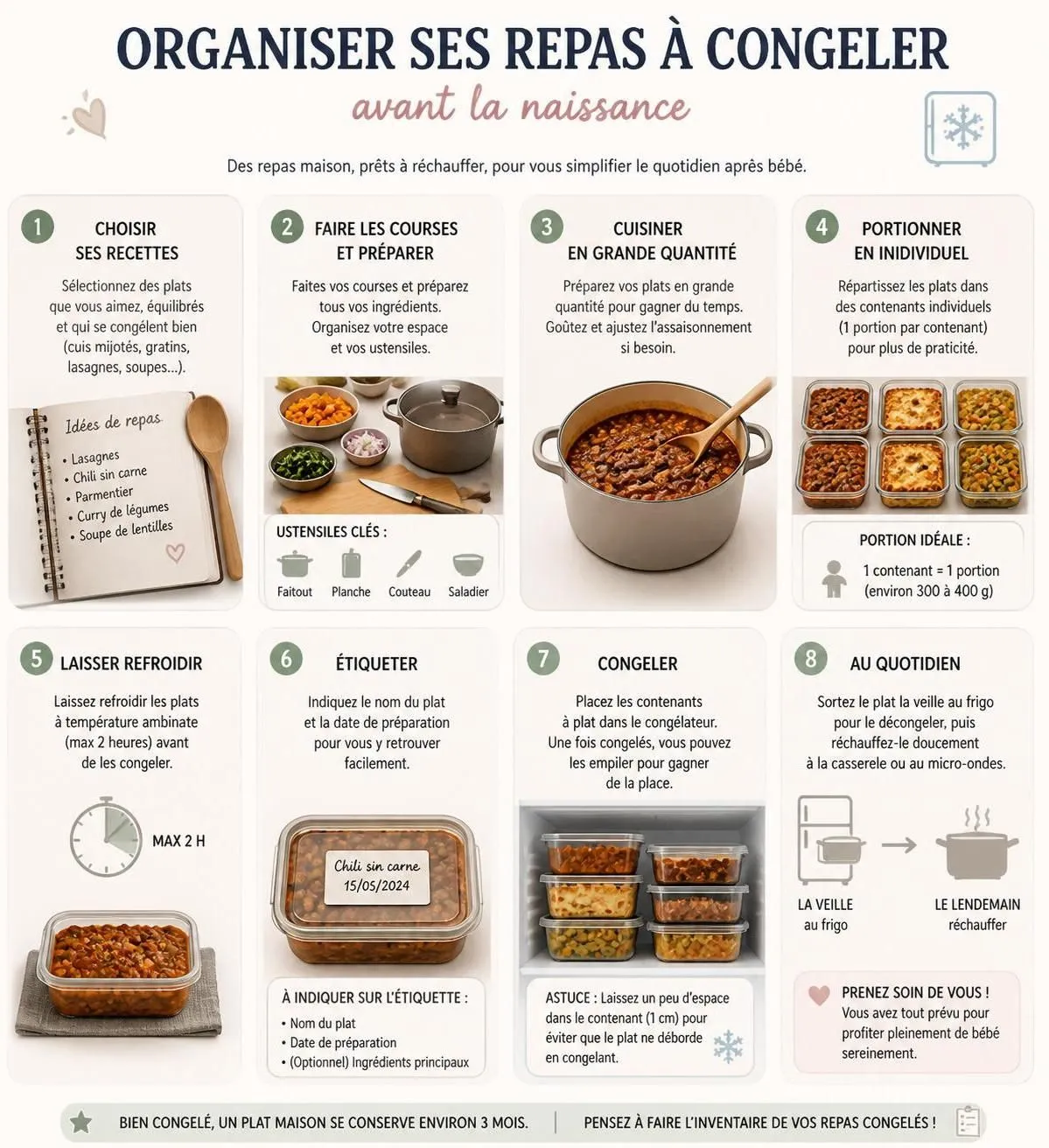 découvrez 10 recettes faciles pour cuisiner des plats à congeler avant la naissance et préparer sereinement l'arrivée de bébé.