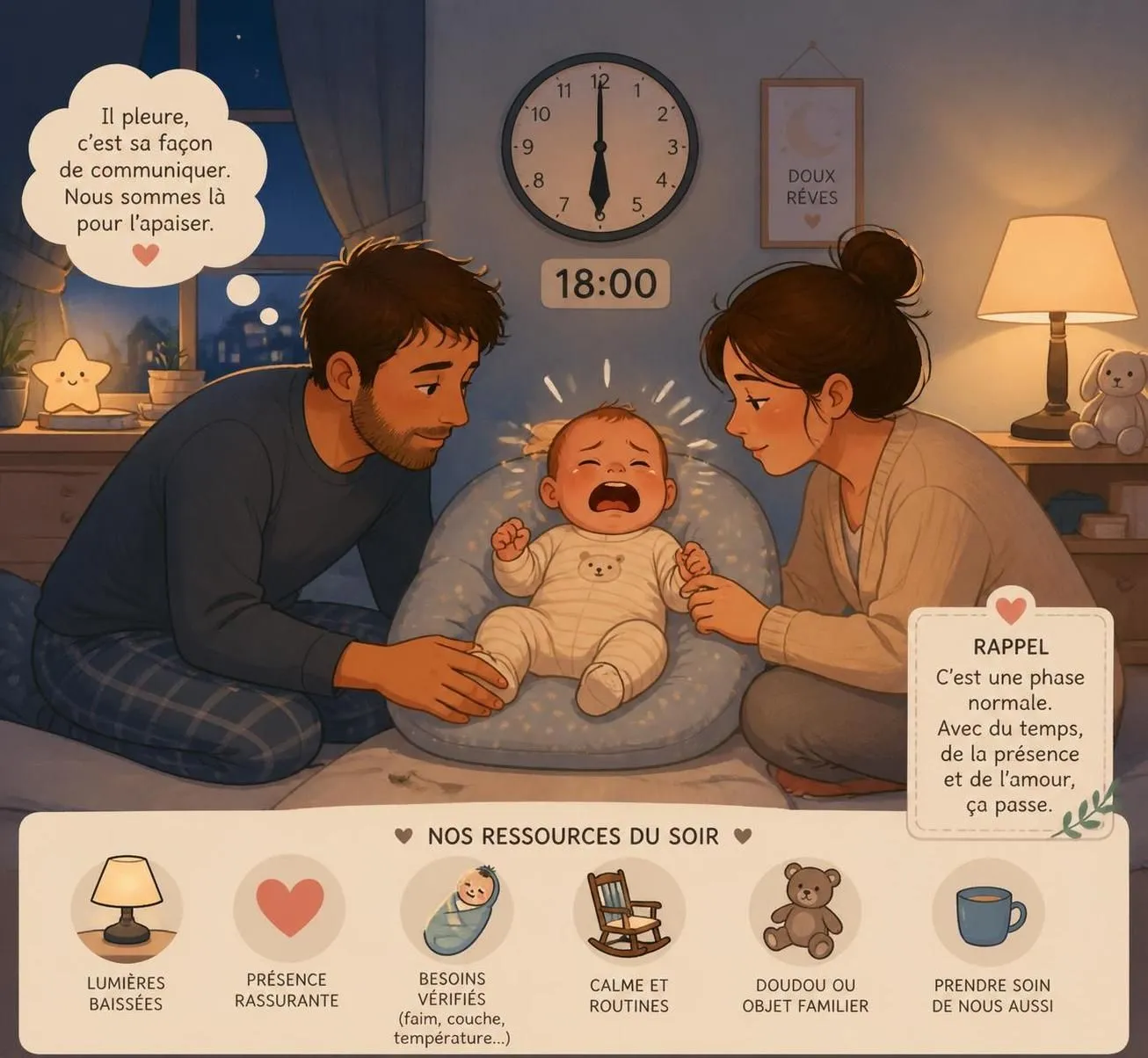 découvrez pourquoi bébé pleure souvent le soir, comprenez le phénomène de l'heure des sorcières et apprenez des astuces pour mieux gérer ces moments difficiles.