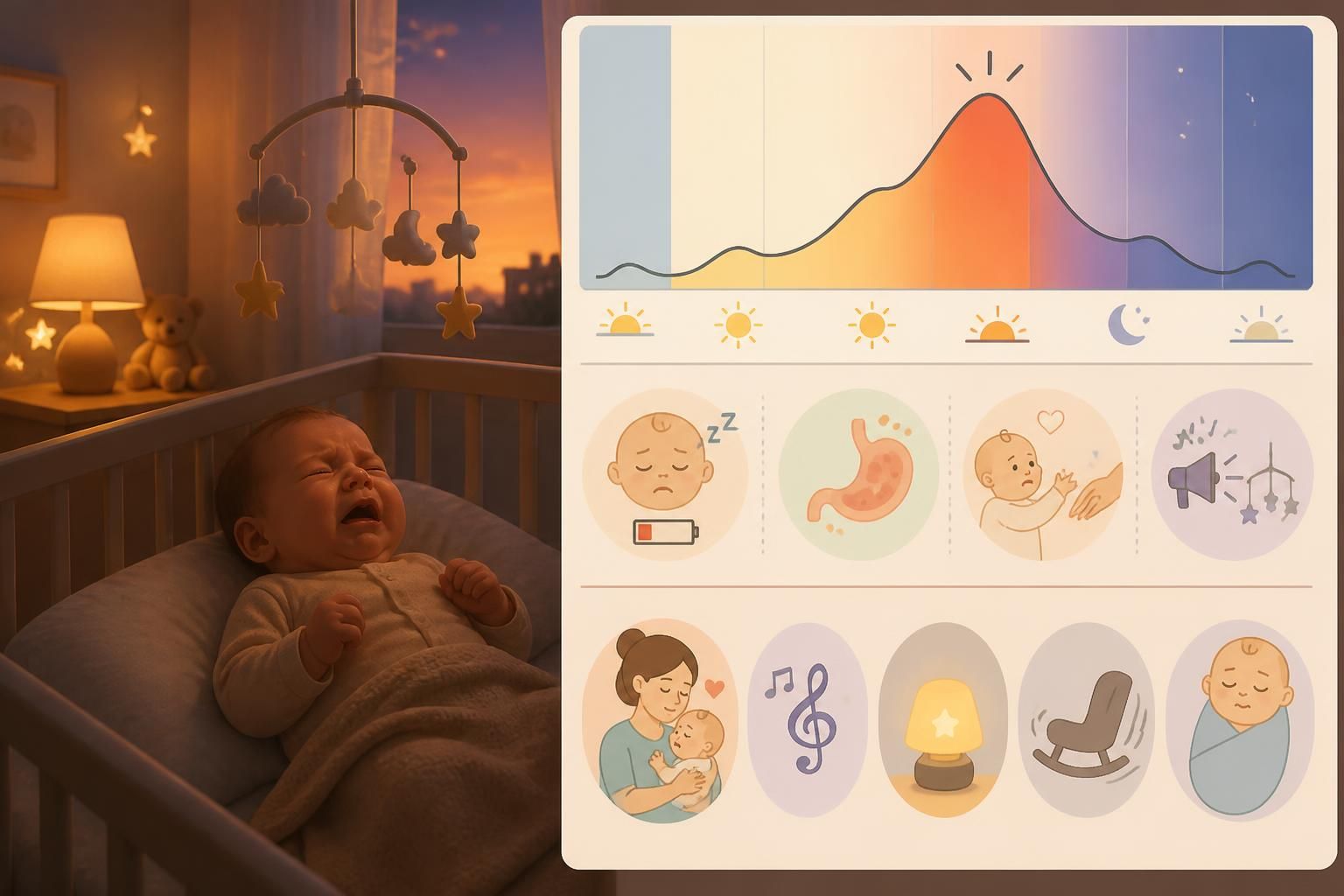 découvrez pourquoi bébé pleure souvent en soirée, comprenez l'heure des sorcières et trouvez des astuces pour apaiser votre enfant et traverser cette période sereinement.