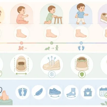 Premières chaussures de bébé : à quel âge en mettre et comment bien les choisir selon les podologues découvrez à quel âge mettre les premières chaussures à votre bébé et nos conseils de podologues pour bien les choisir, assurant confort et développement optimal des pieds.