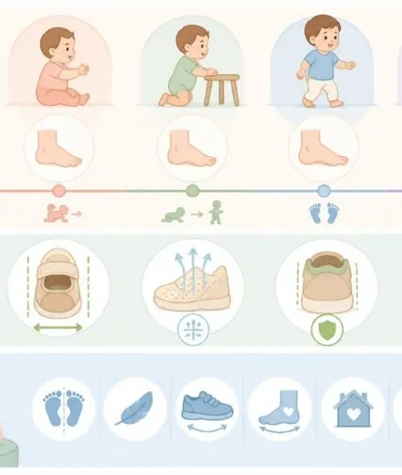 découvrez à quel âge mettre les premières chaussures à votre bébé et nos conseils de podologues pour bien les choisir, assurant confort et développement optimal des pieds.