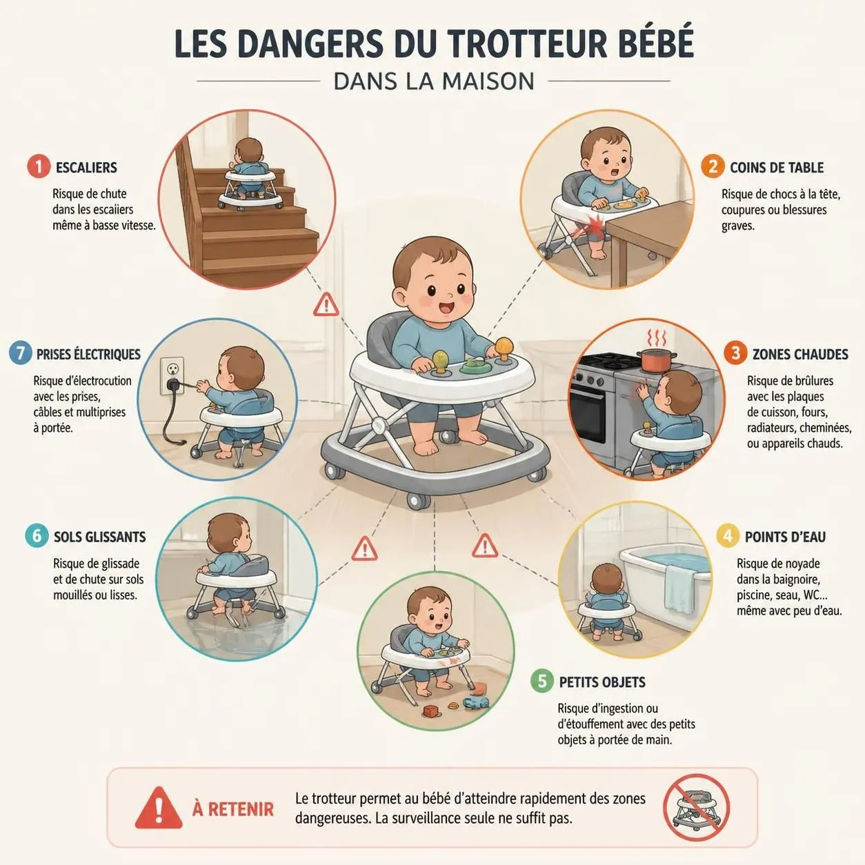 découvrez l'avis des pédiatres sur l'utilisation des trotteurs pour bébé : avantages, dangers et conseils pour garantir la sécurité de votre enfant.