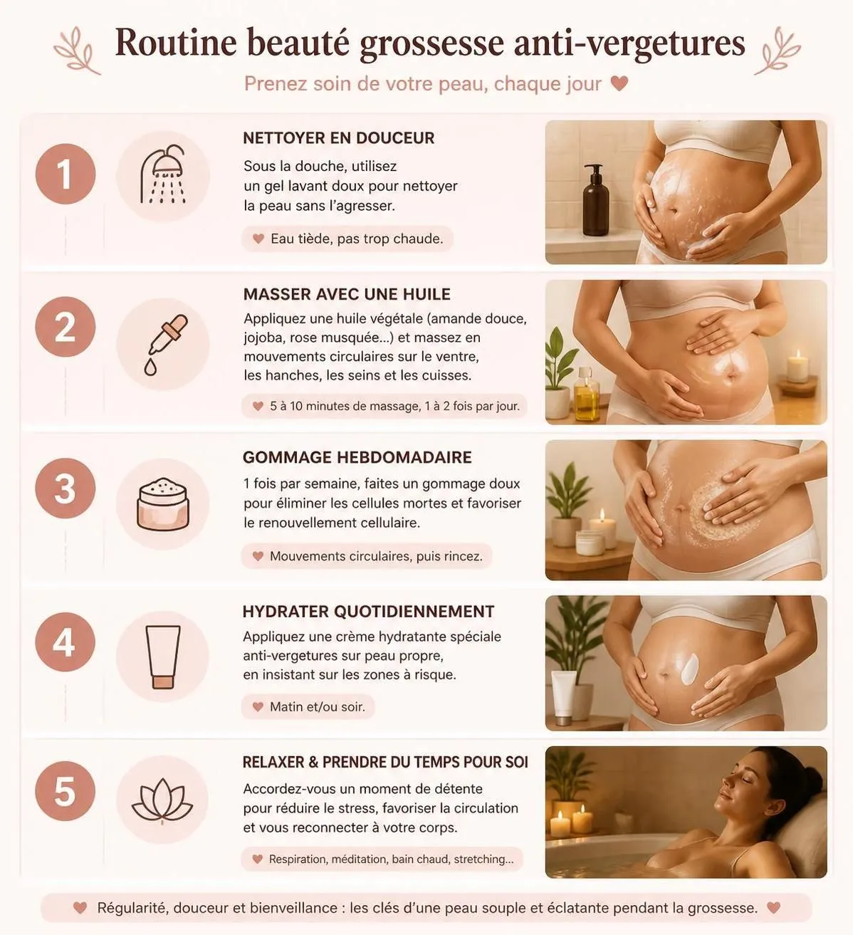 découvrez comment prévenir les vergetures de grossesse dès le 1er trimestre et les soins efficaces pour une peau douce et sans marques tout au long de votre grossesse.